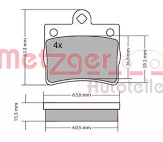 Комплект тормозных колодок METZGER 1170239