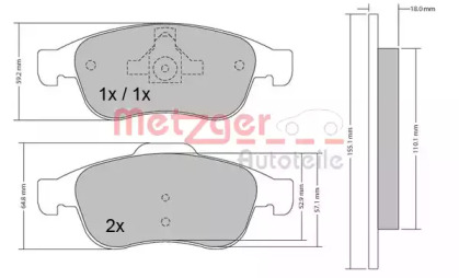 Комплект тормозных колодок METZGER 1170265