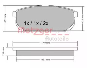 Комплект тормозных колодок METZGER 1170298