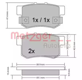 Комплект тормозных колодок METZGER 1170328