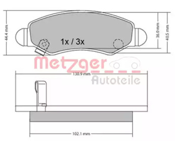 Комплект тормозных колодок METZGER 1170340