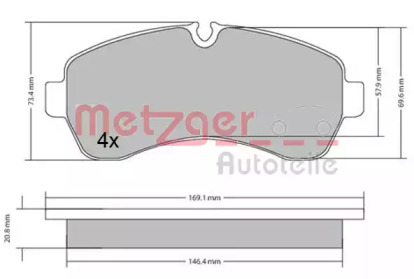 Комплект тормозных колодок METZGER 1170521