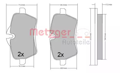 Комплект тормозных колодок METZGER 1170561