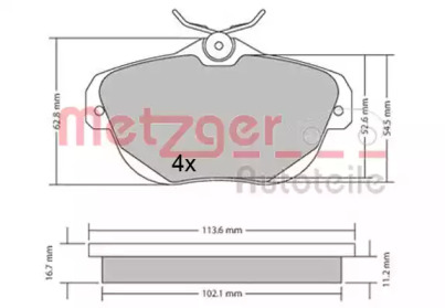 Комплект тормозных колодок METZGER 1170653