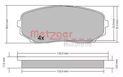 Комплект тормозных колодок METZGER 1170654