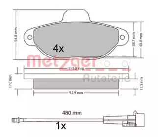 Комплект тормозных колодок METZGER 1170678