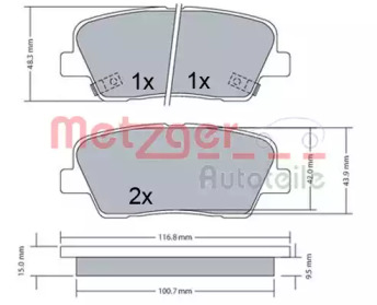 Комплект тормозных колодок METZGER 1170687