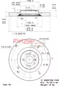 Тормозной диск METZGER 25067 V