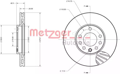 Тормозной диск METZGER 6110013