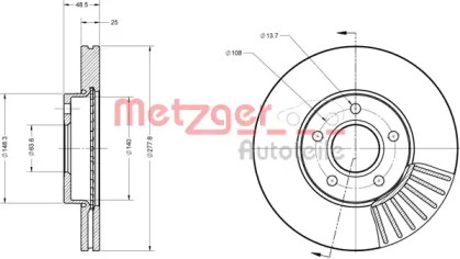 Тормозной диск METZGER 6110070