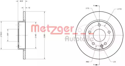 Тормозной диск METZGER 6110129