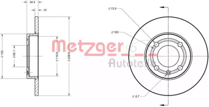 Тормозной диск METZGER 6110137