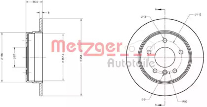 Тормозной диск METZGER 6110144