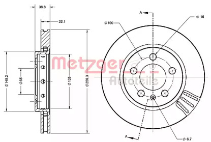 Тормозной диск METZGER 6110190