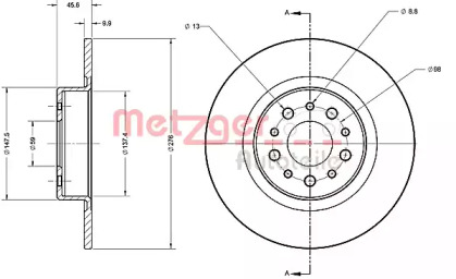 Тормозной диск METZGER 6110320