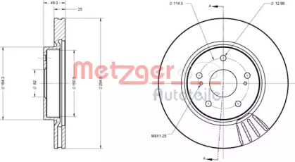 Тормозной диск METZGER 6110329