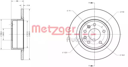 Тормозной диск METZGER 6110369