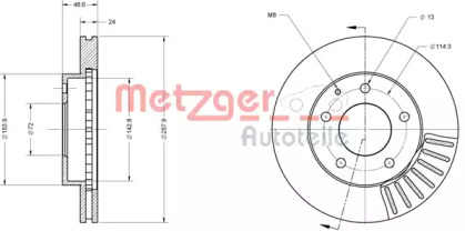 Тормозной диск METZGER 6110409