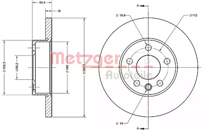 Тормозной диск METZGER 6110414