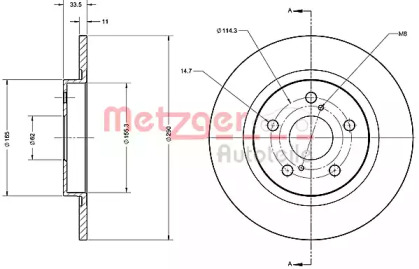 Тормозной диск METZGER 6110427