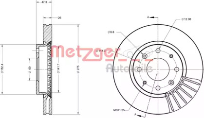 Тормозной диск METZGER 6110467