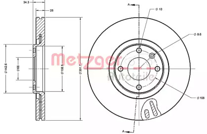 Тормозной диск METZGER 6110475