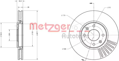 Тормозной диск METZGER 6110562