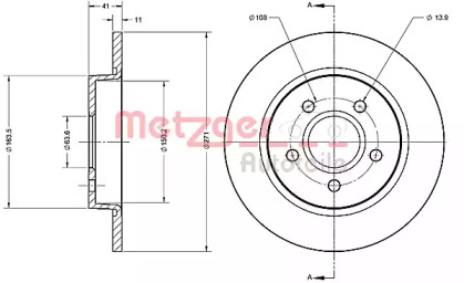 Тормозной диск METZGER 6110566