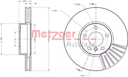 Тормозной диск METZGER 6110671