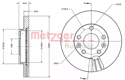 Тормозной диск METZGER 6110683