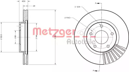 Тормозной диск METZGER 6110684