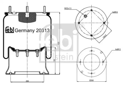 Баллон пневматической рессоры FEBI BILSTEIN 20313