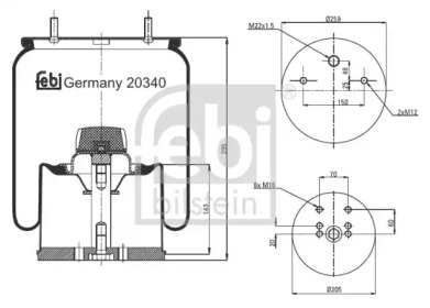 Баллон пневматической рессоры FEBI BILSTEIN 20340