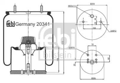 Баллон пневматической рессоры FEBI BILSTEIN 20341