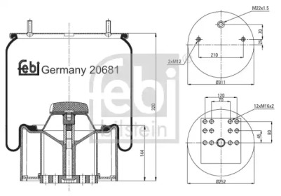 Баллон пневматической рессоры FEBI BILSTEIN 20681