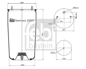 Баллон пневматической рессоры FEBI BILSTEIN 20881