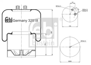 Баллон пневматической рессоры FEBI BILSTEIN 32818