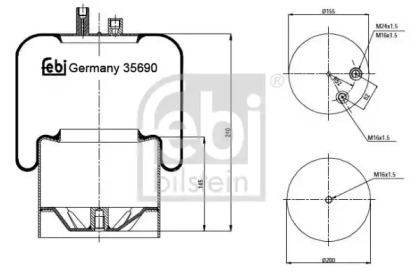 Баллон пневматической рессоры FEBI BILSTEIN 35690