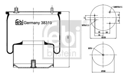 Баллон пневматической рессоры FEBI BILSTEIN 38319