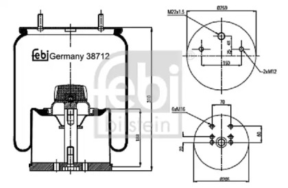 Баллон пневматической рессоры FEBI BILSTEIN 38712