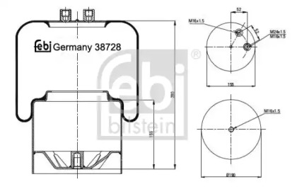 Баллон пневматической рессоры FEBI BILSTEIN 38728