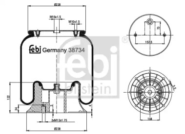 Баллон пневматической рессоры FEBI BILSTEIN 38734