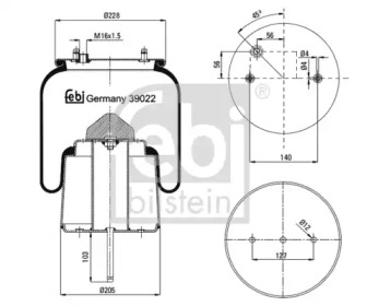 Кожух пневматической рессоры FEBI BILSTEIN 39022