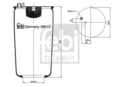 Баллон пневматической рессоры FEBI BILSTEIN 39045