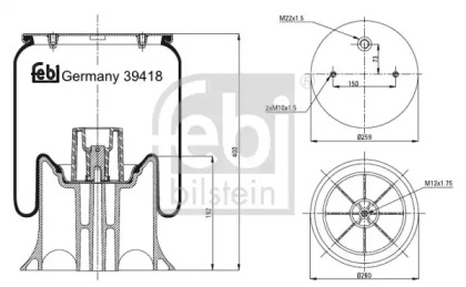 Баллон пневматической рессоры FEBI BILSTEIN 39418