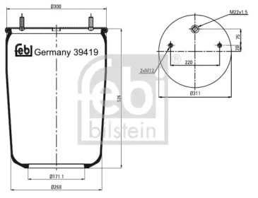 Баллон пневматической рессоры FEBI BILSTEIN 39419