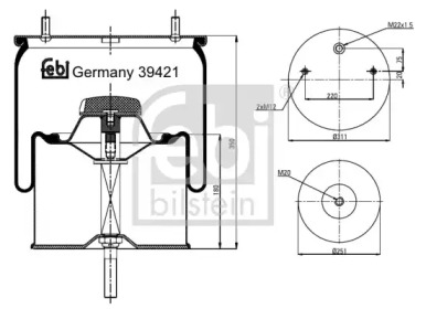 Баллон пневматической рессоры FEBI BILSTEIN 39421