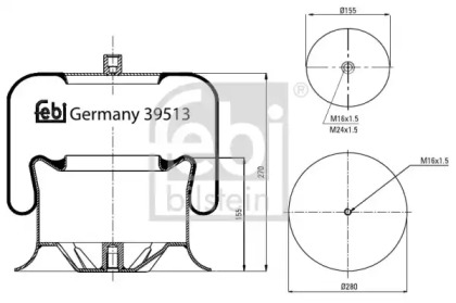 Баллон пневматической рессоры FEBI BILSTEIN 39513