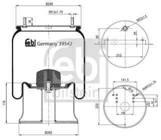 Баллон пневматической рессоры FEBI BILSTEIN 39542