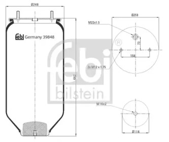 Баллон пневматической рессоры FEBI BILSTEIN 39848